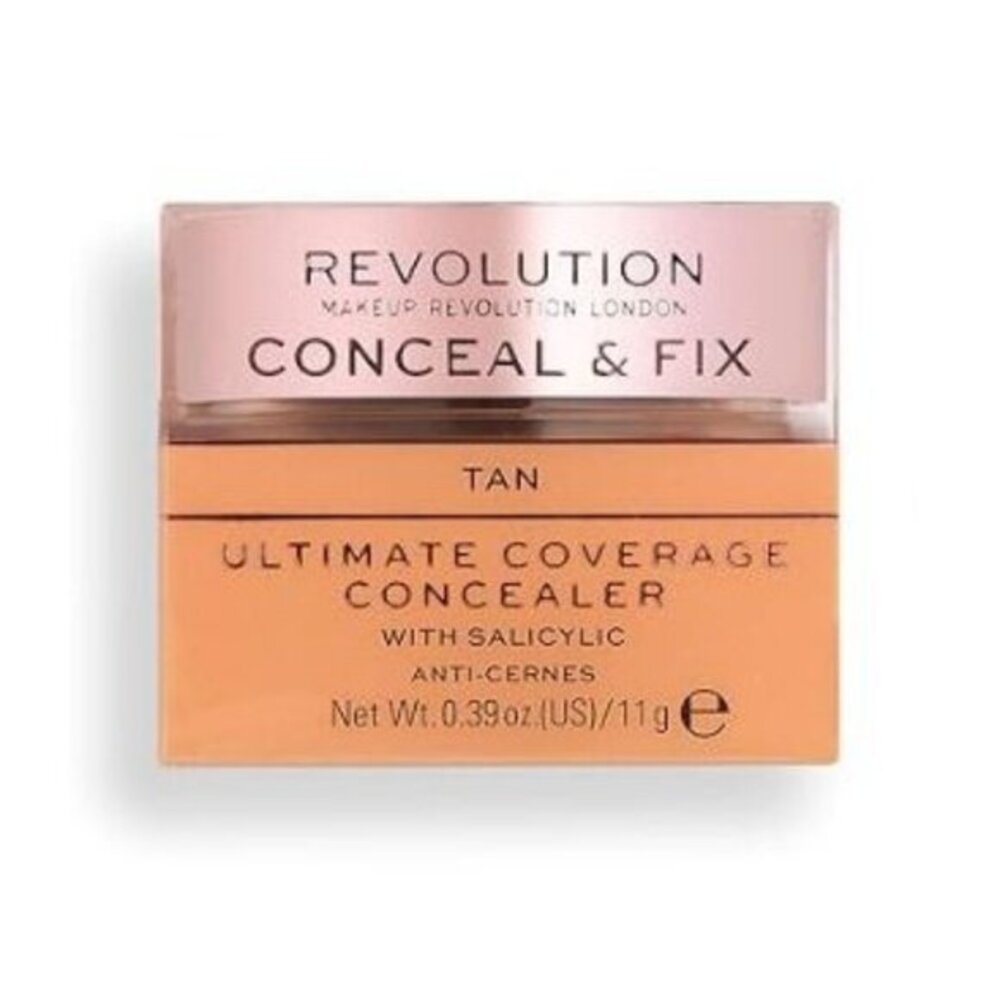 Makeup Revolution Conceal & Fix Ultimate Coverage Concealer - Tan - Brand New